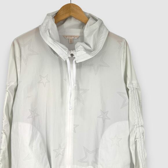 Nanette Lepore White Star Print Mesh Windbreaker Jacket Size Small - Picture 6 of 6